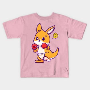 Cute Kangaroo Boxing Cartoon Kids T-Shirt